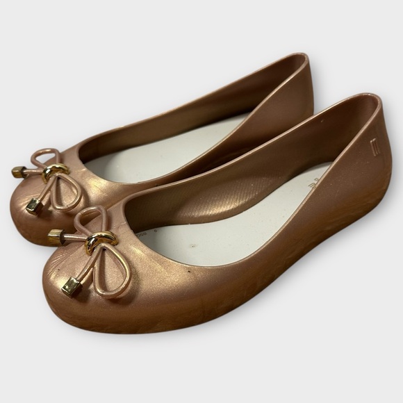 Mel By Melissa‎ Sweet Love Ballet Flats Girl's 13 Gold Copper Slip On Bow - Picture 1 of 8
